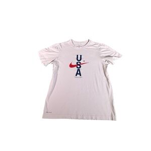 Nike USA Dri-FIT T-Shirt Small White Team USA Swoosh Graphic Tee